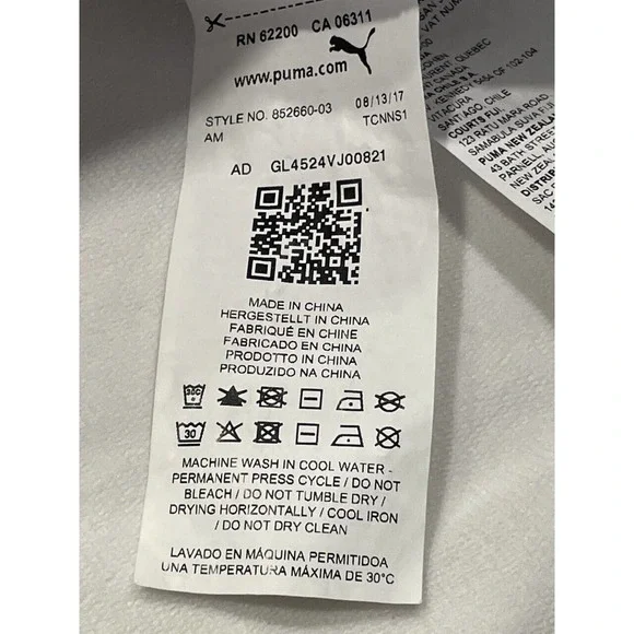 Puma Women's Full-Zip Hoodie Sweatshirt Large White Logo Pintuck Raglan Sleeve - Picture 5 of 10